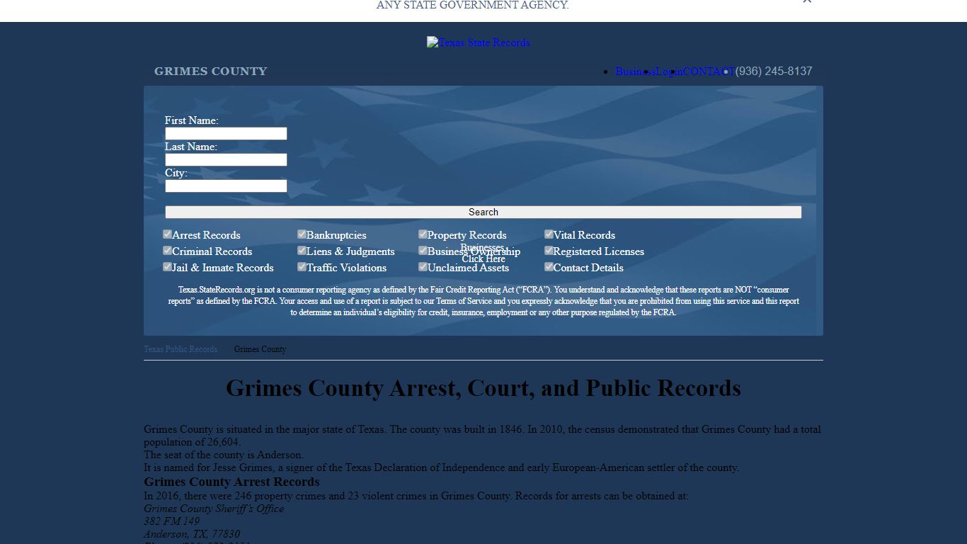 Grimes County Arrest, Court, and Public Records